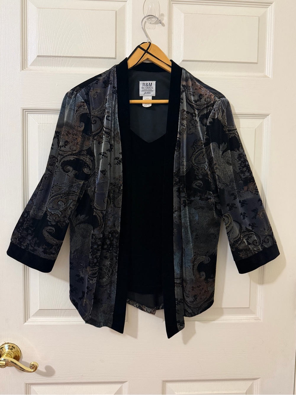 Vintage R&M Richards Velvet Paisley 2-in-1 Layered Top Cardigan  14P